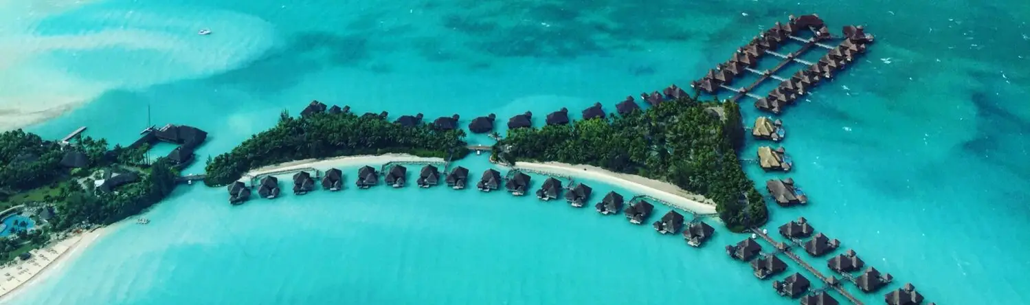 Aerial view of bora bora lagoon