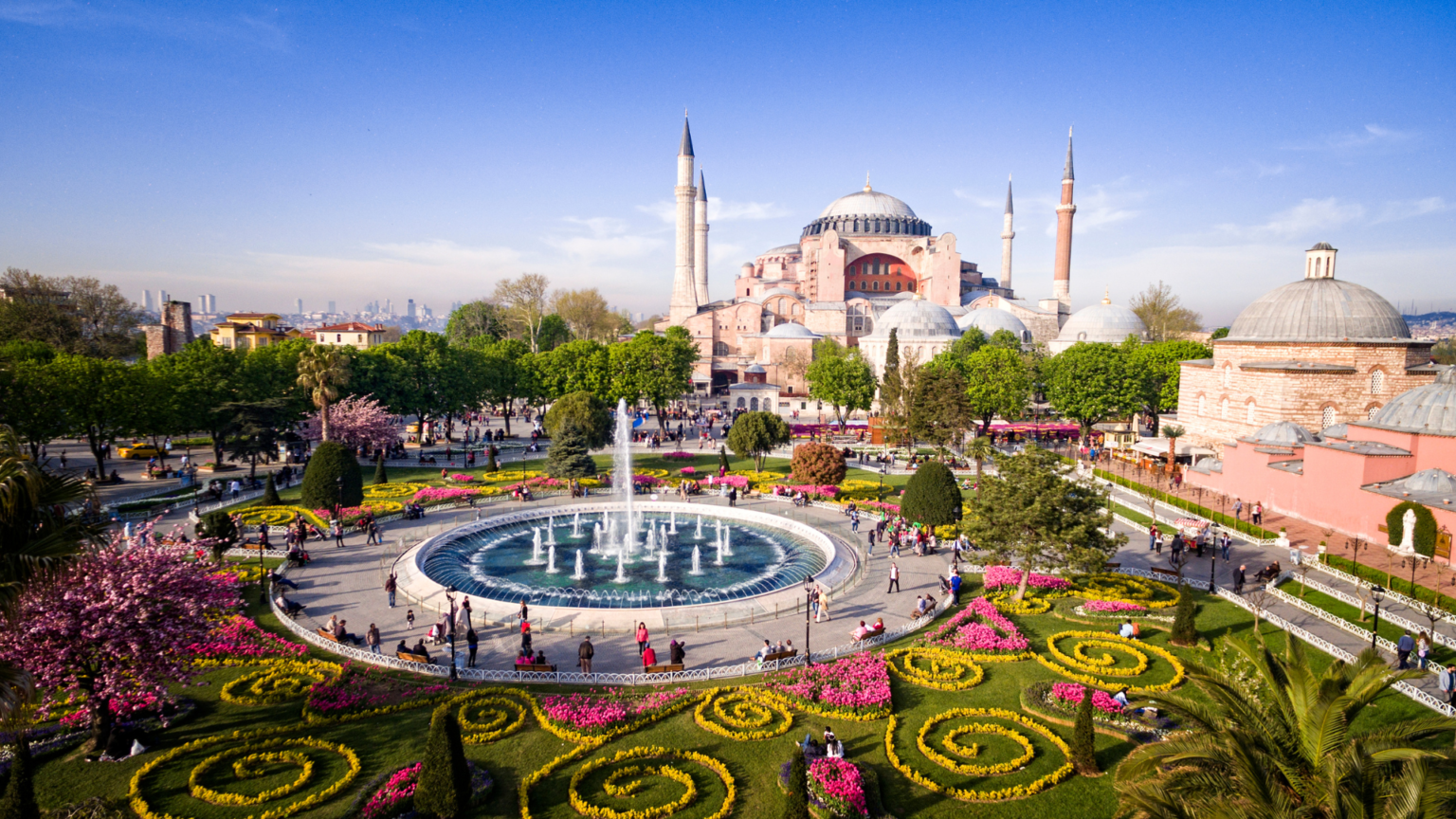 Hagia Sophia from Sultan Ahmet Park Istanbul Turkey