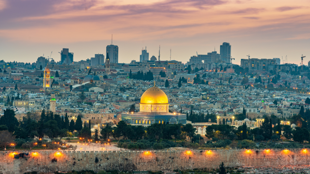 Temple Mount Sun Set Israel