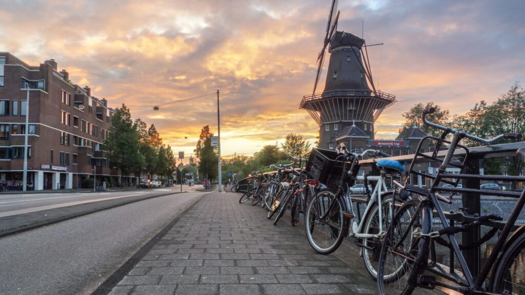 Netherlands Bicycles and Windmill