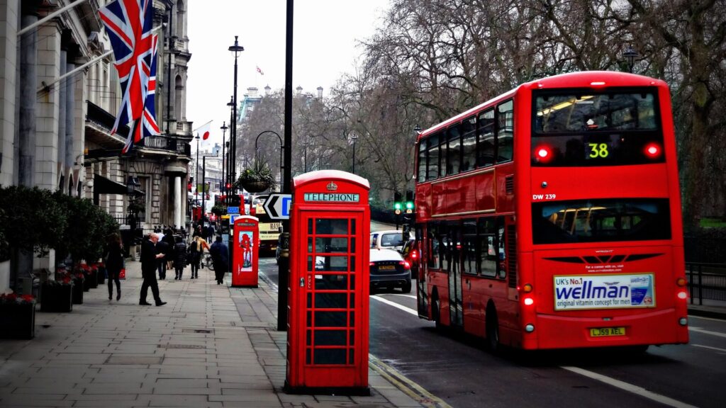 London Payphone and Double Decker Bus