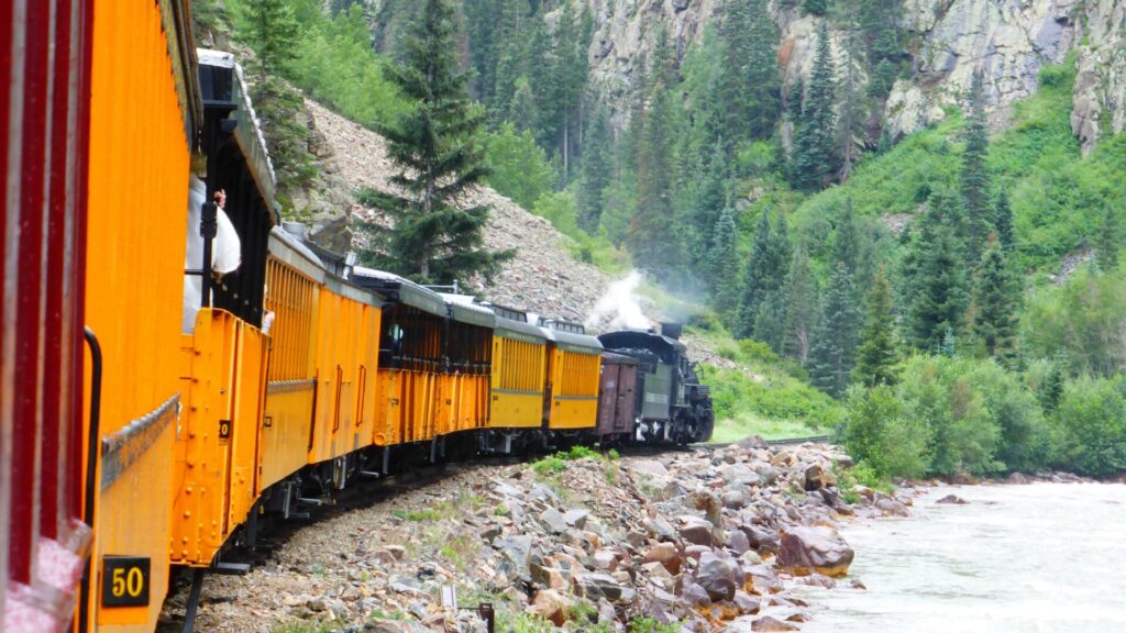 Train in the Rocky Mountains